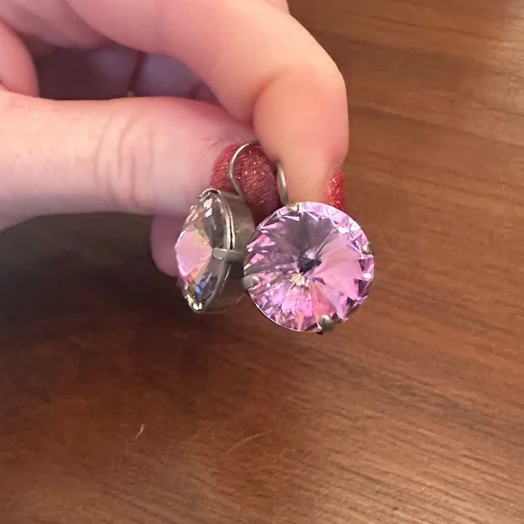 Sabika Silver and Purple Crystal Earrings - Picture 2 of 4